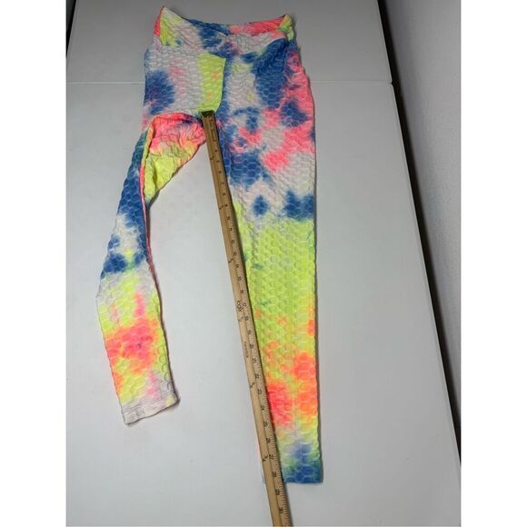 Aded Rose Womens Tie-dye Bubble Texture Ruched Seam Leggings Size M Butt Scrunch - Picture 4 of 13